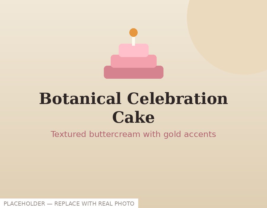 Botanical celebration cake with gold accents